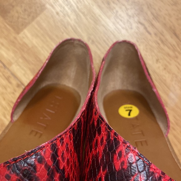1. State Celvin Snake Print Leather D'Orsay Sandal Flats, Red + Black ~ Size 7 - Picture 6 of 9